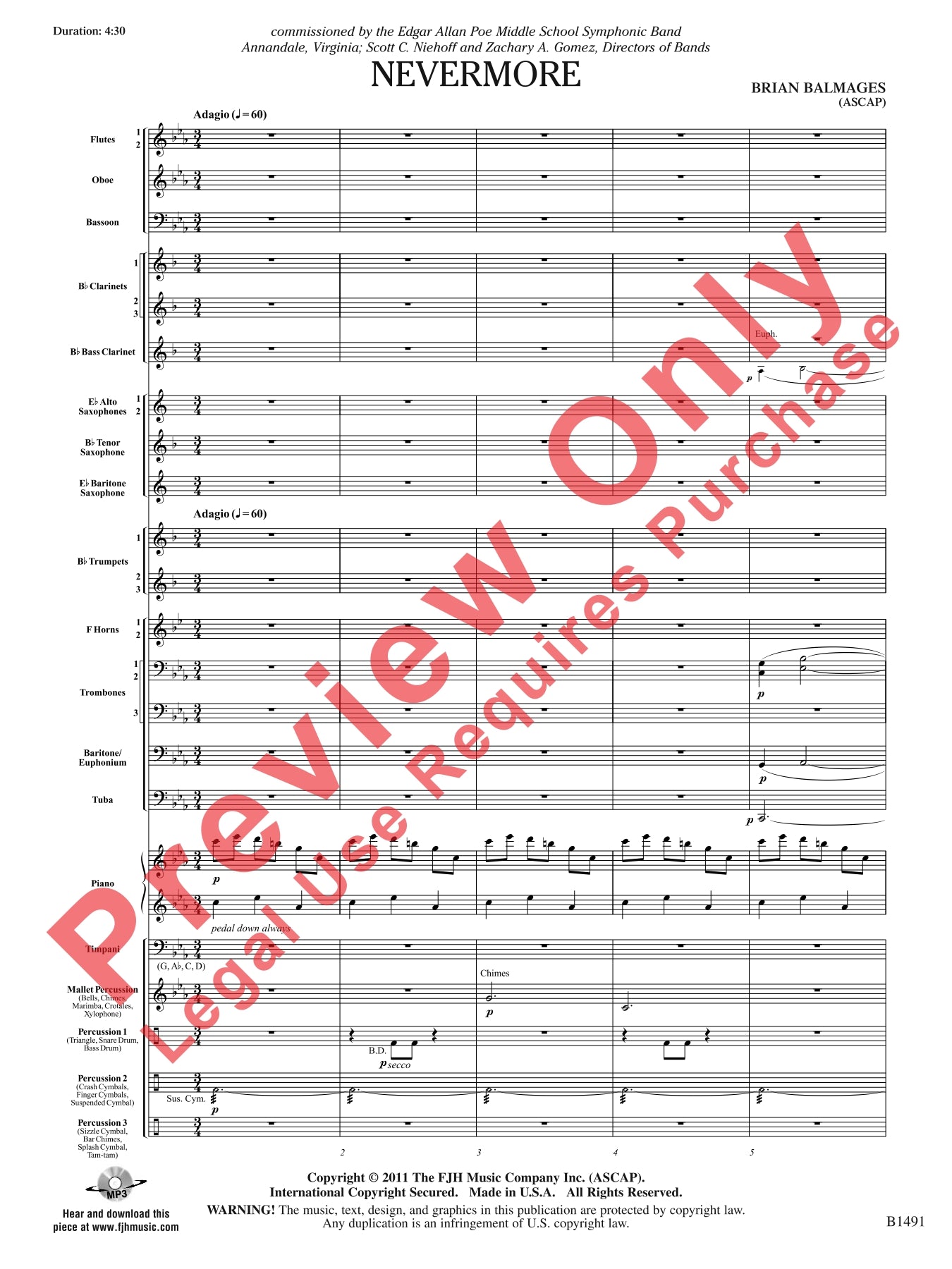 Nevermore - Concert Band Level 3 Score/Parts