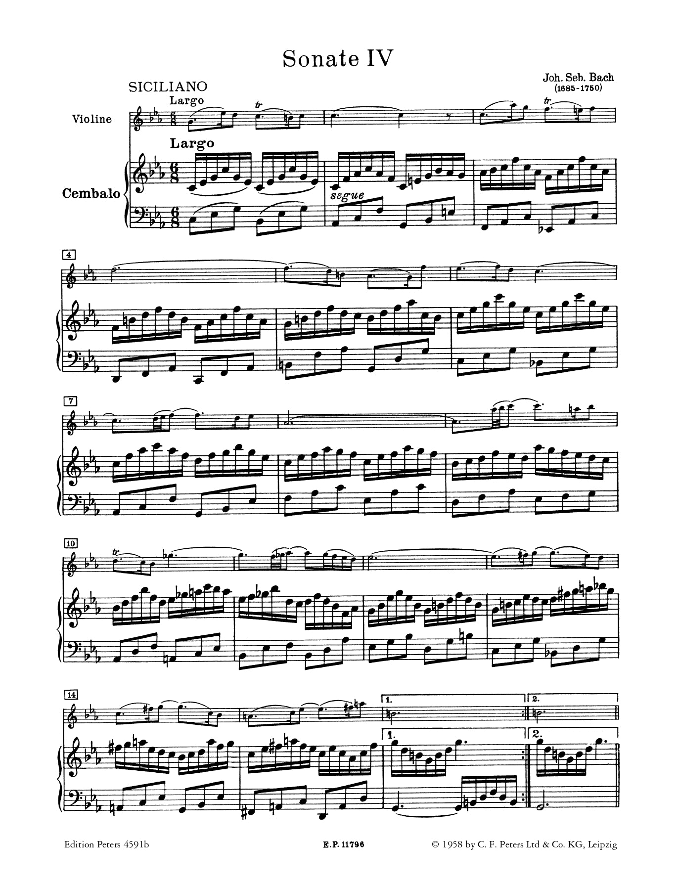 JS Bach - 6 Sonatas Volume 2 BWC 1017-1019 Violin with Piano Book