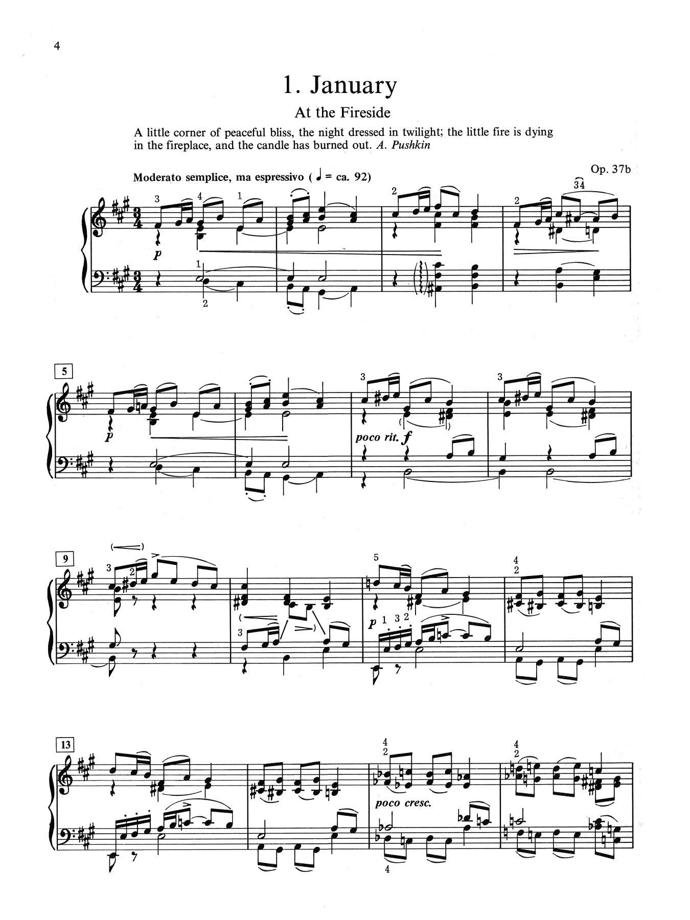 Tchaikovsky - The Seasons Op 37B For Piano Book