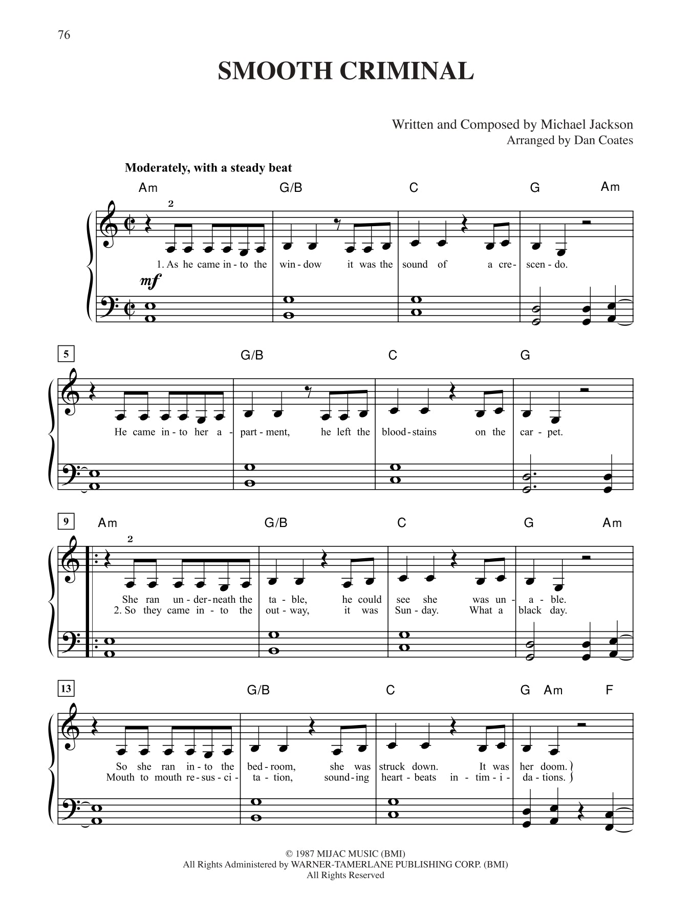 Michael Jackson - Number Ones Easy Piano Book (18 Songs)