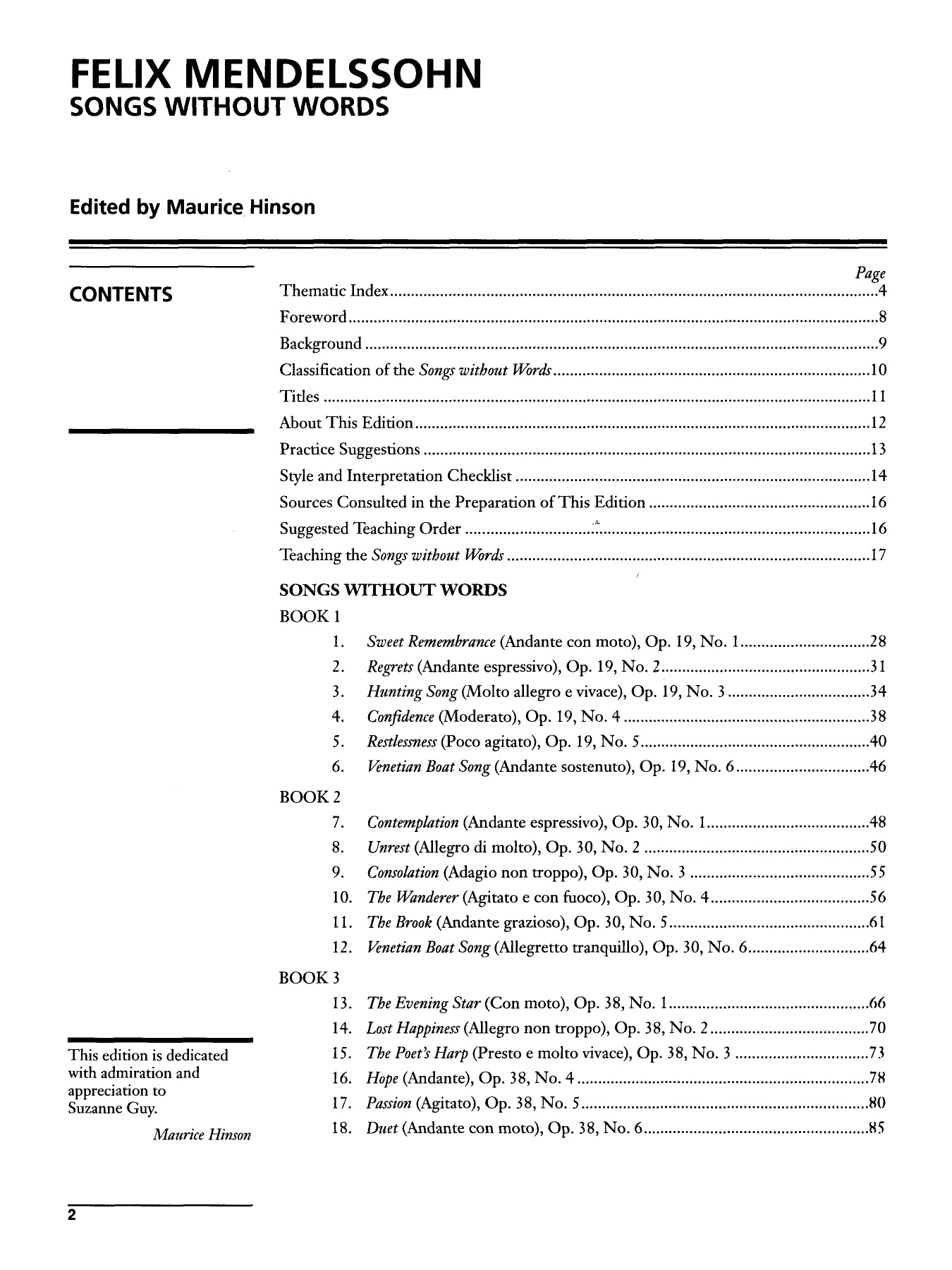Mendelssohn - Songs Without Words For Piano Book