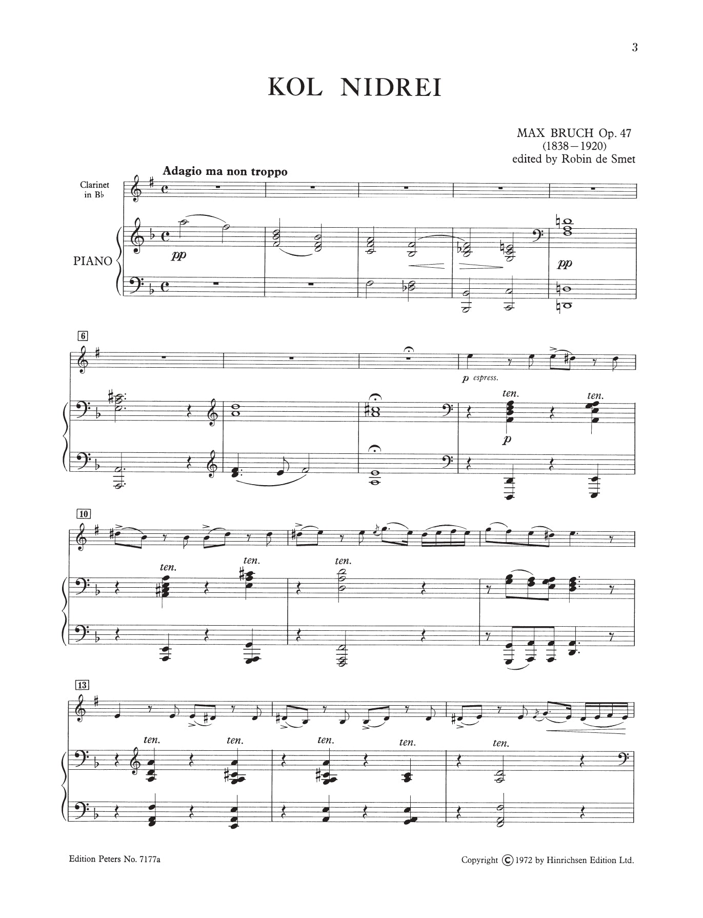 Bruch - Kol Nidrei Op 47 Viola with Piano Accompaniment Book