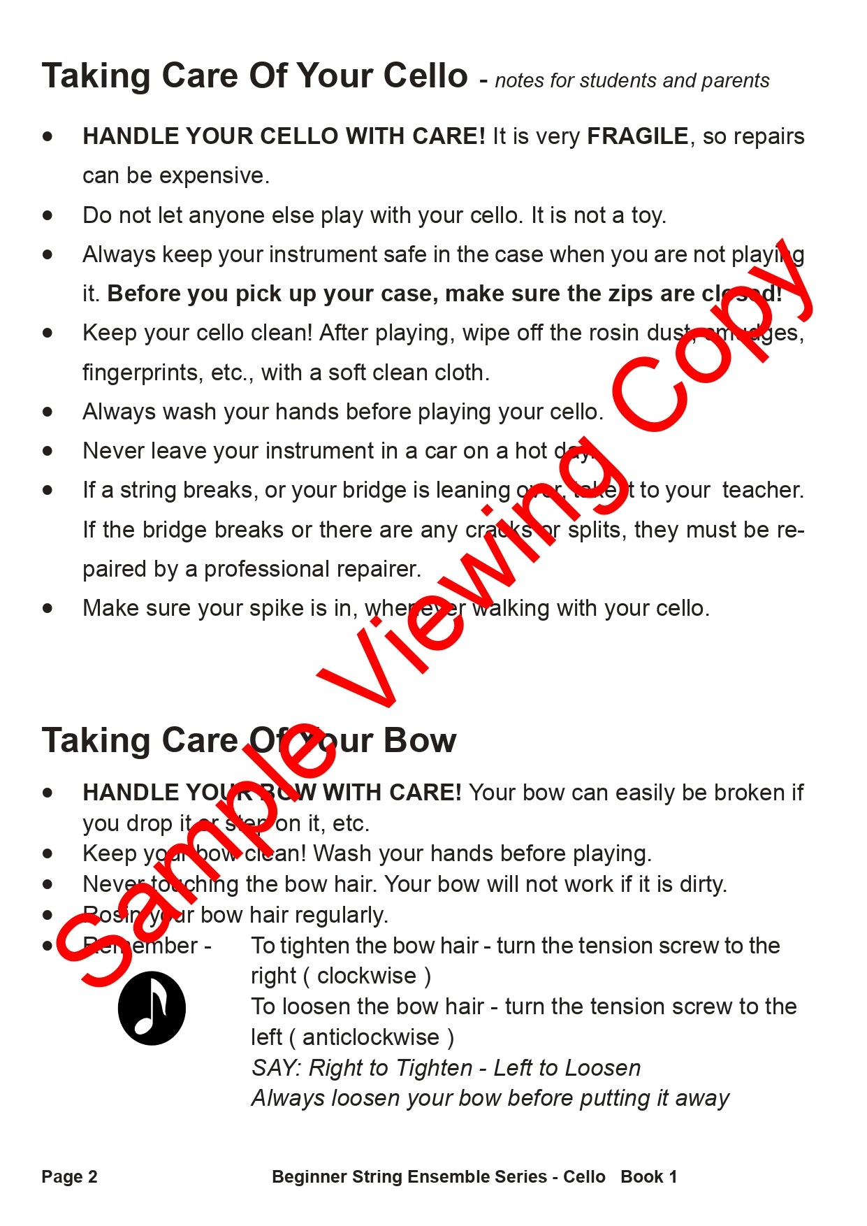 Beginner String Ensembles Series - Cello Book 1