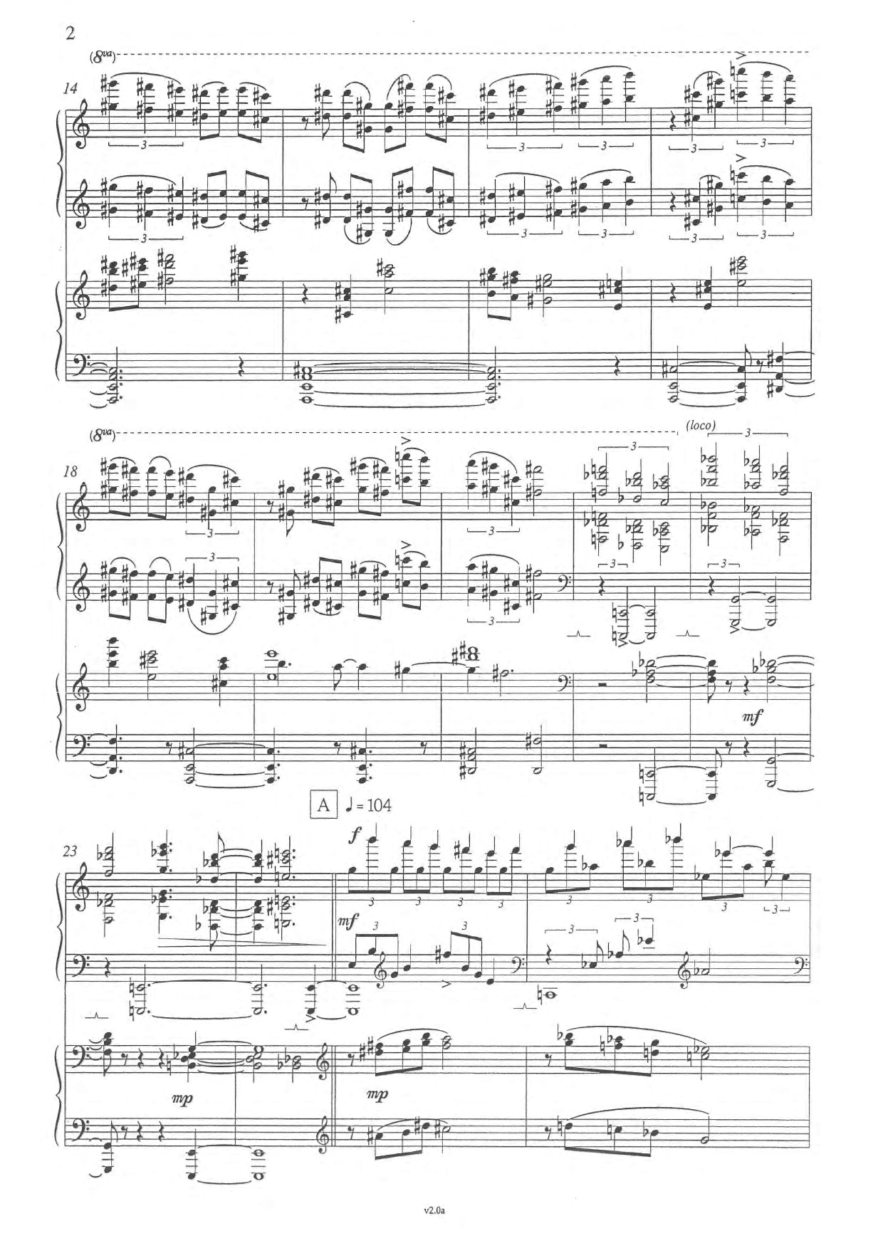 Carl Vine - Piano Concerto No 1 - Two Piano Rehearsal Score Book
