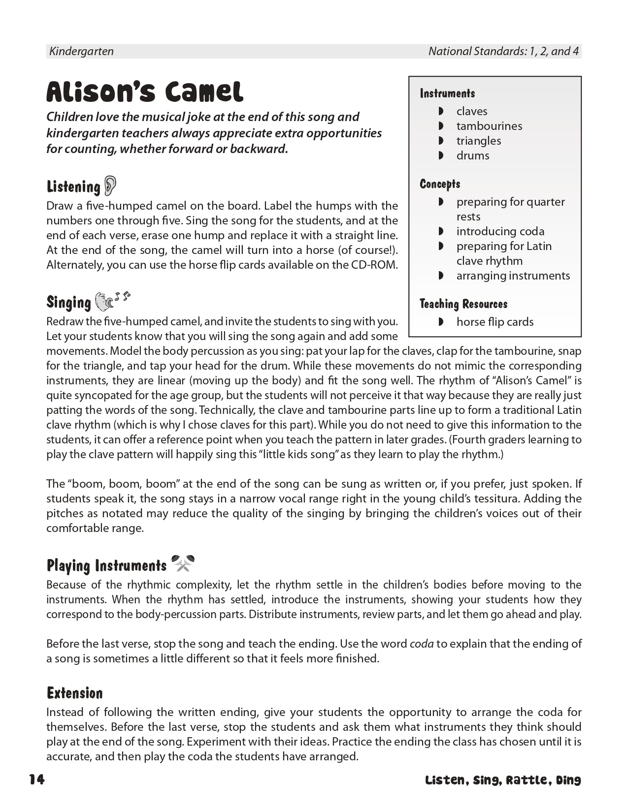 Listen, Sing, Rattle Ding Book/CD-Rom (Classroom Activity with Reproducible Pages)