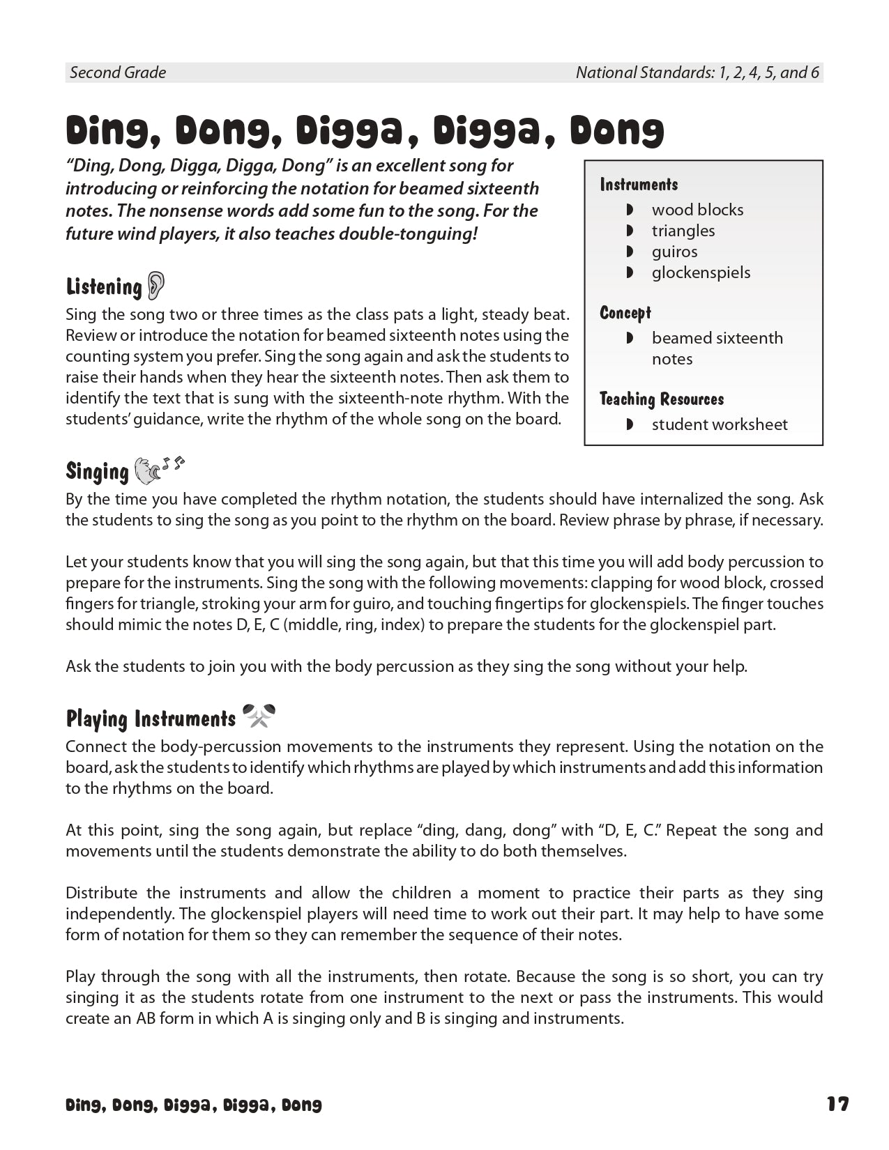 Listen, Sing, Rattle Ding Book/CD-Rom (Classroom Activity with Reproducible Pages)