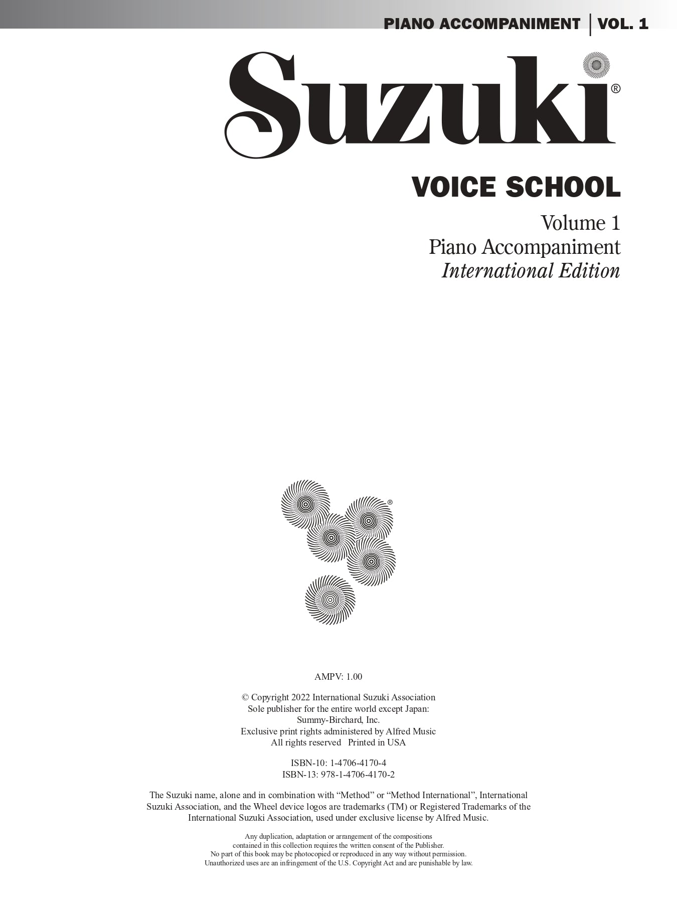 Suzuki Voice School Vol 1 Piano Accompaniment