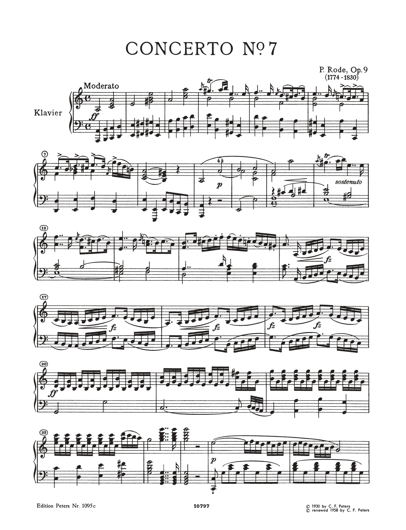 Rode - Concerto No 7 A Minor Op 9 Violin with Piano Accompaniment Book