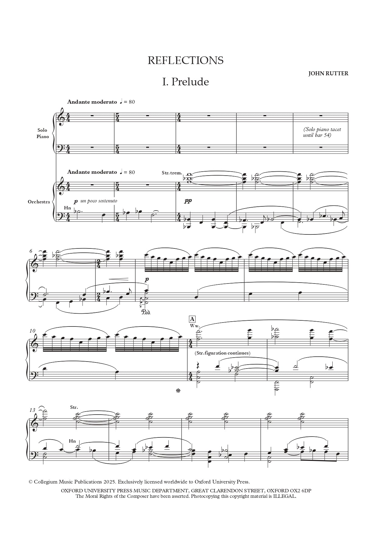 John Rutter - Reflections Piano Score Book (New Release)