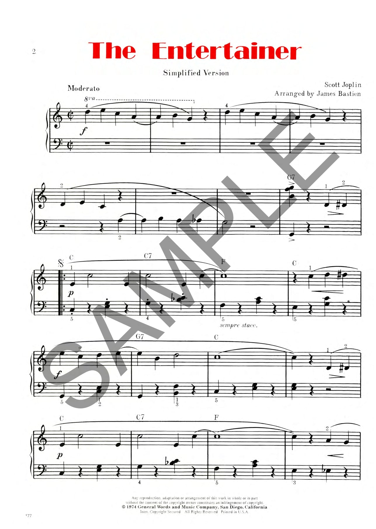 Scott Joplin - The Entertainer Piano Sheet Music