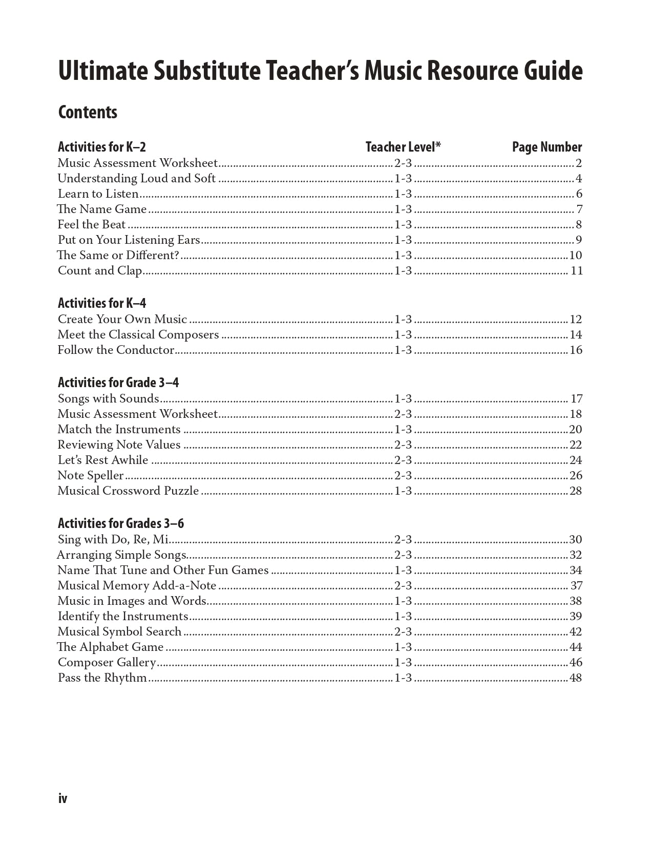 The Ultimate Substitute Teachers Music Resource Guide Book
