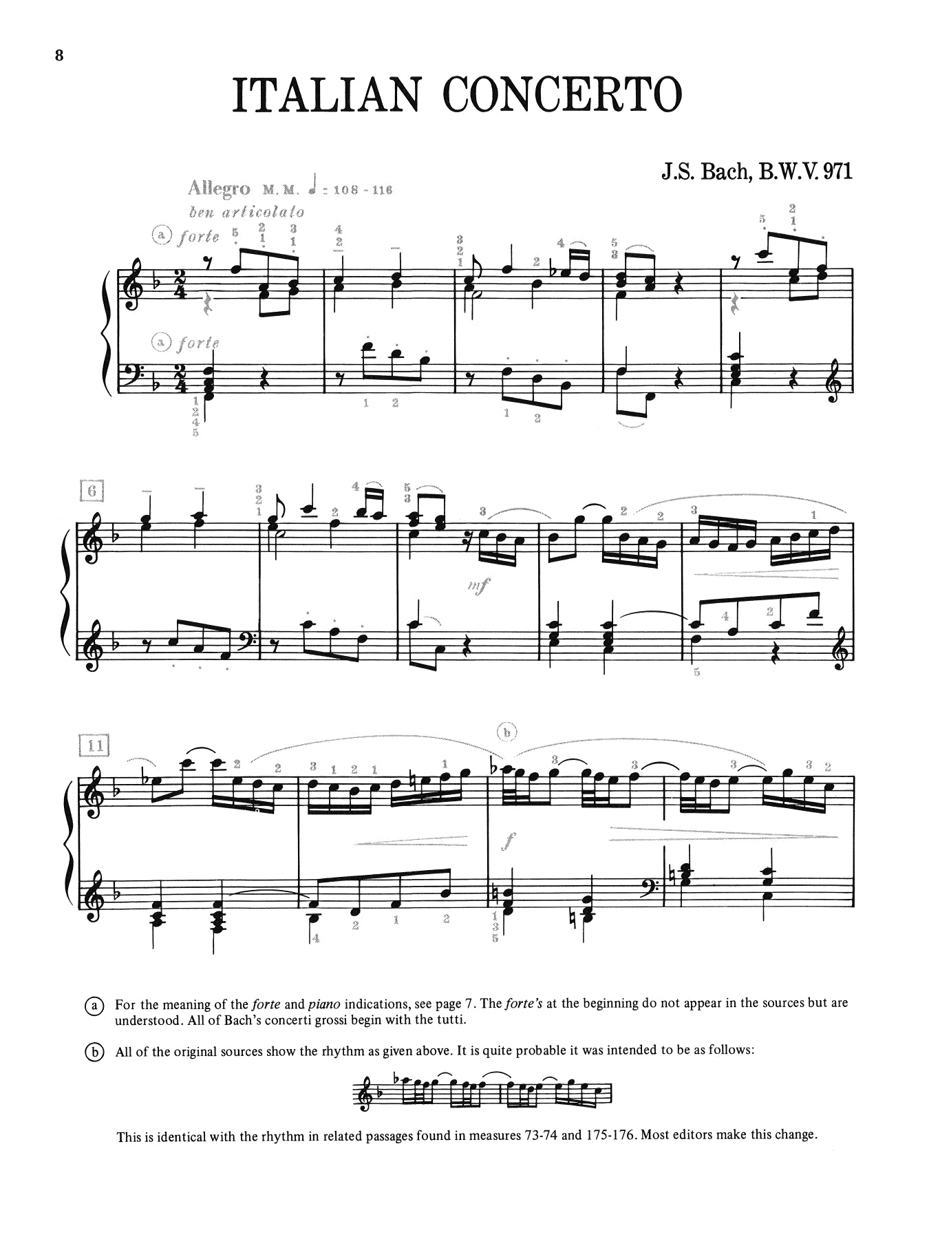 J.S Bach - Italian Concerto For Piano Book