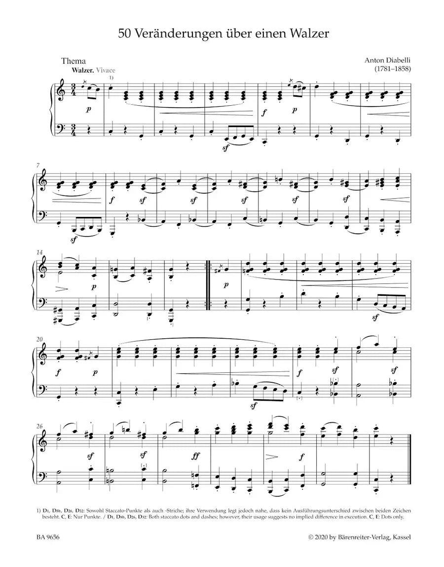 Beethoven 33 Variations on a Waltz Op 120 Piano Book (Urtext Edition)
