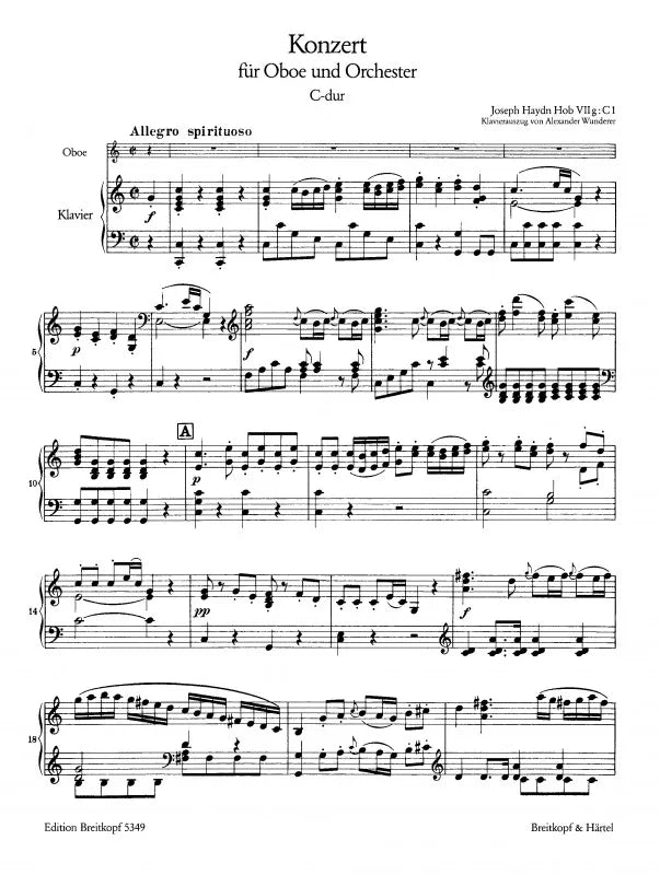 Joseph Haydn - Oboe Concerto in C major Hob VIIg:C1 with Piano Book