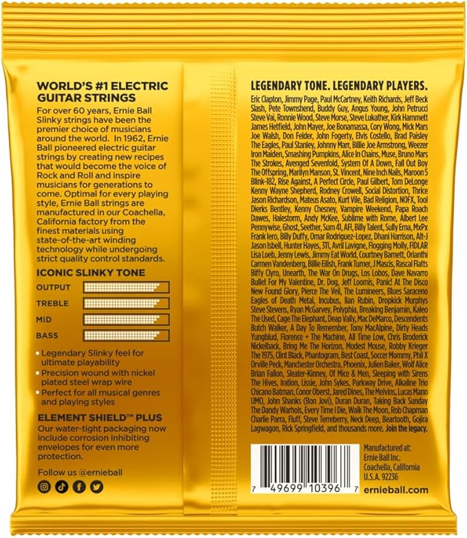 Ernie Ball Skinny Top Beefy Bottom Slinky Nickel Wound Electric Guitar Strings Set  - 10-54