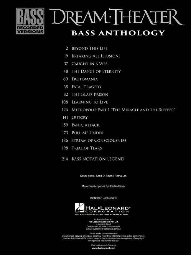 Dream Theater Bass Anthology Book