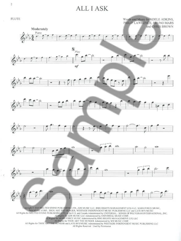 Adele - Play Along Flute Book/Ola