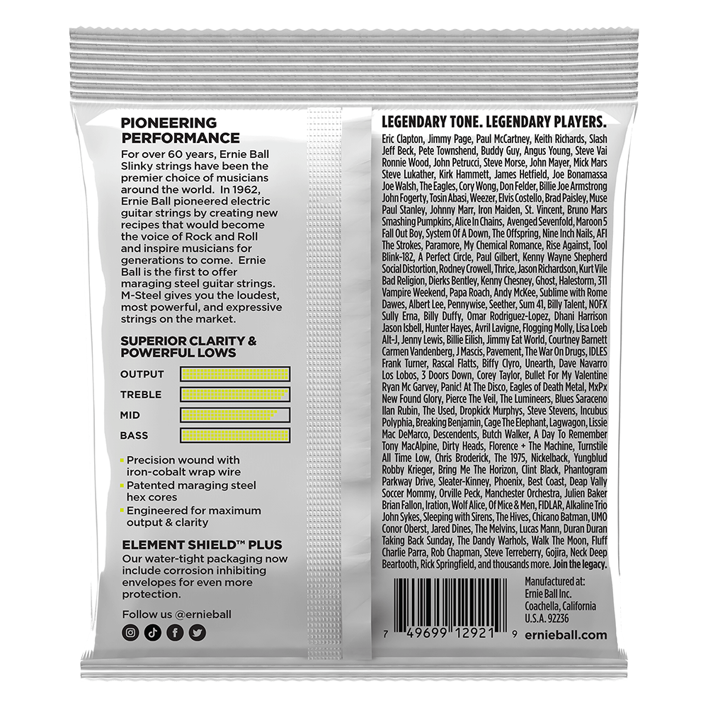 Ernie Ball Regular Slinky M-Steel Electric Guitar Strings Set- 10-46