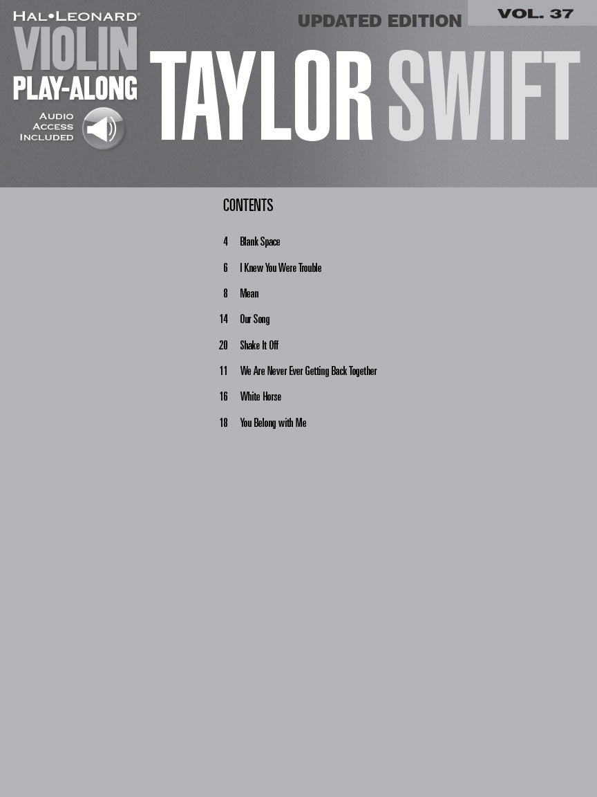 Taylor Swift Violin Play Along Volume 37 Book/Ola