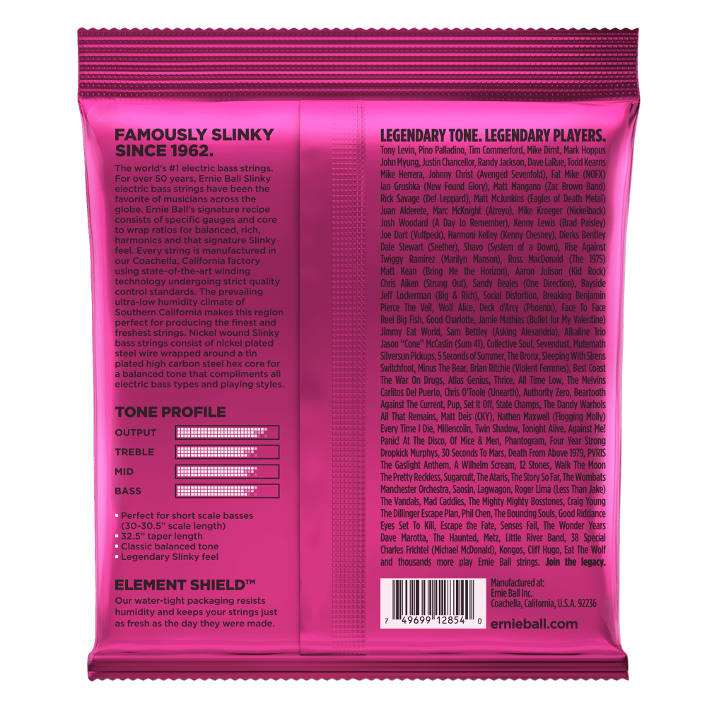 Ernie Ball Super Slinky Nickel Wound Short Scale Bass Strings Set- 45-100