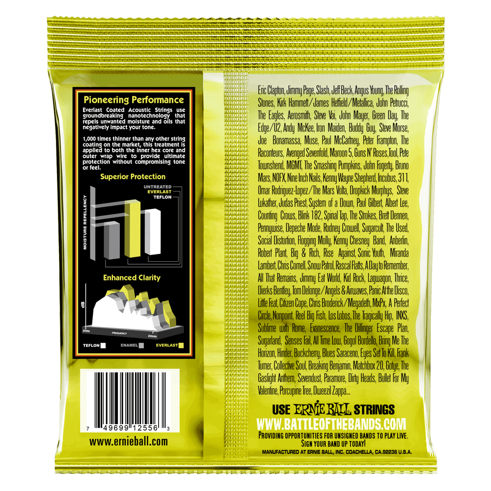 Ernie Ball Everlast Medium Light Coated 80/20 Bronze Acoustic Guitar Strings Set - 12-54
