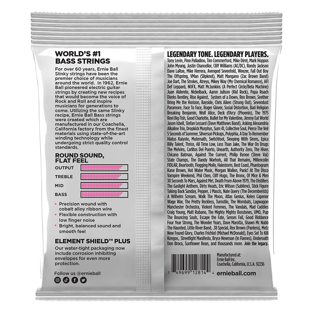 Ernie Ball Super Slinky Flatwound Electric Bass Strings Set - 45-100