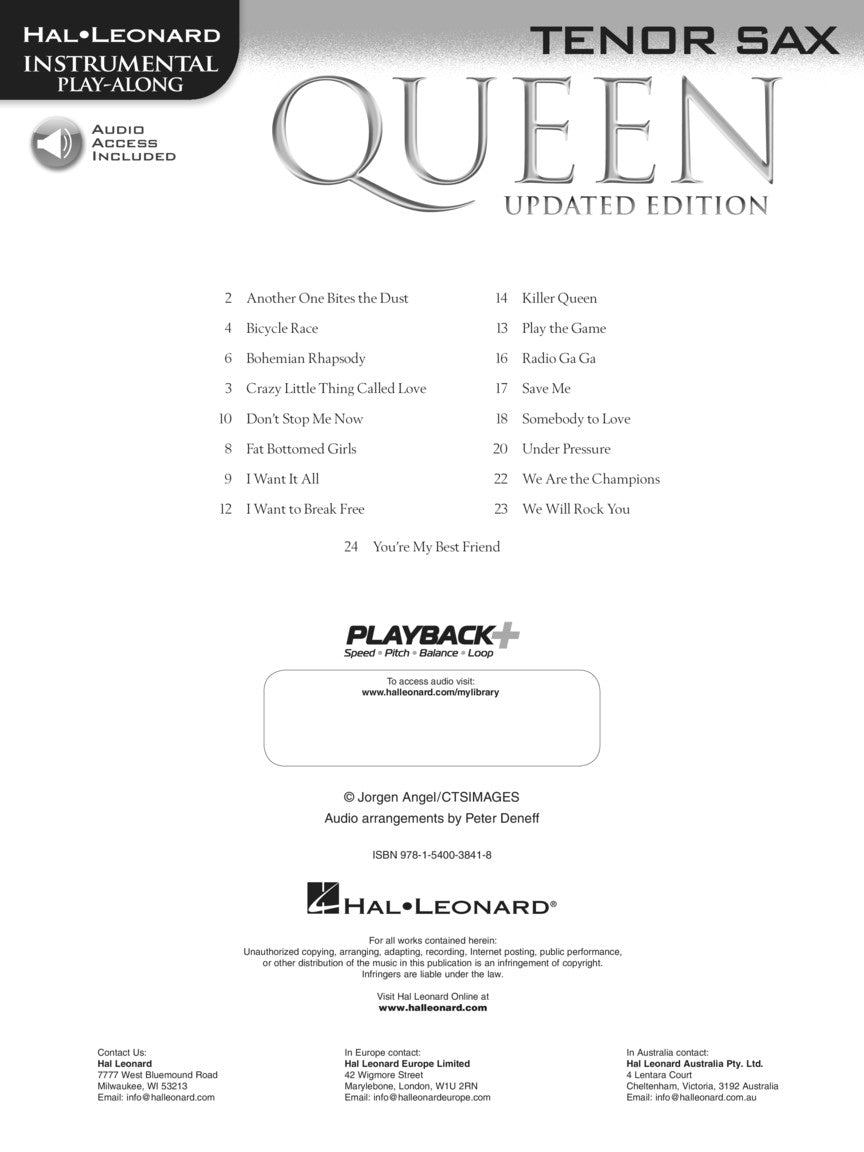 Queen For Tenor Saxophone - Updated Edition Play Along Book/Ola