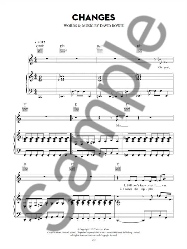 David Bowie 1947-2016 Commemorative Piano Vocal Guitar Songbook