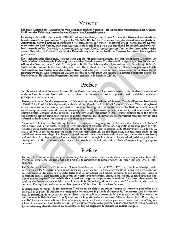 Brahms - 6 Piano Pieces Op 118 Book (Urtext Edition)