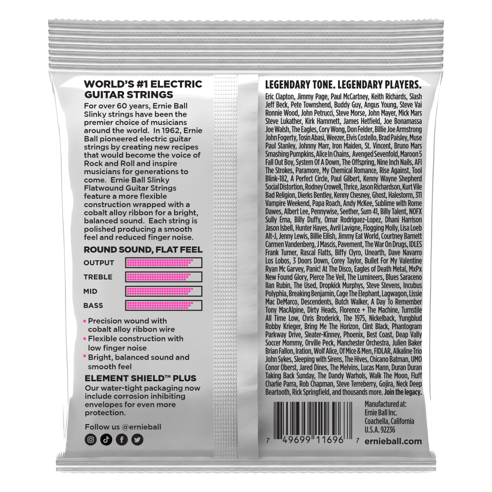 Ernie Ball Super Slinky Flatwound Electric Guitar Strings Set - 09 - 42