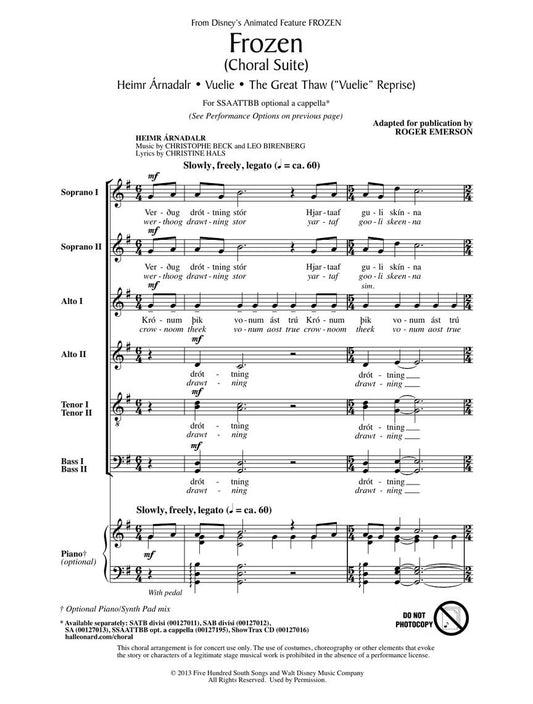 Frozen Choral Suite Ssaattbb Authentic
