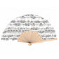 Hand Held Fan White with Black Manuscript Design