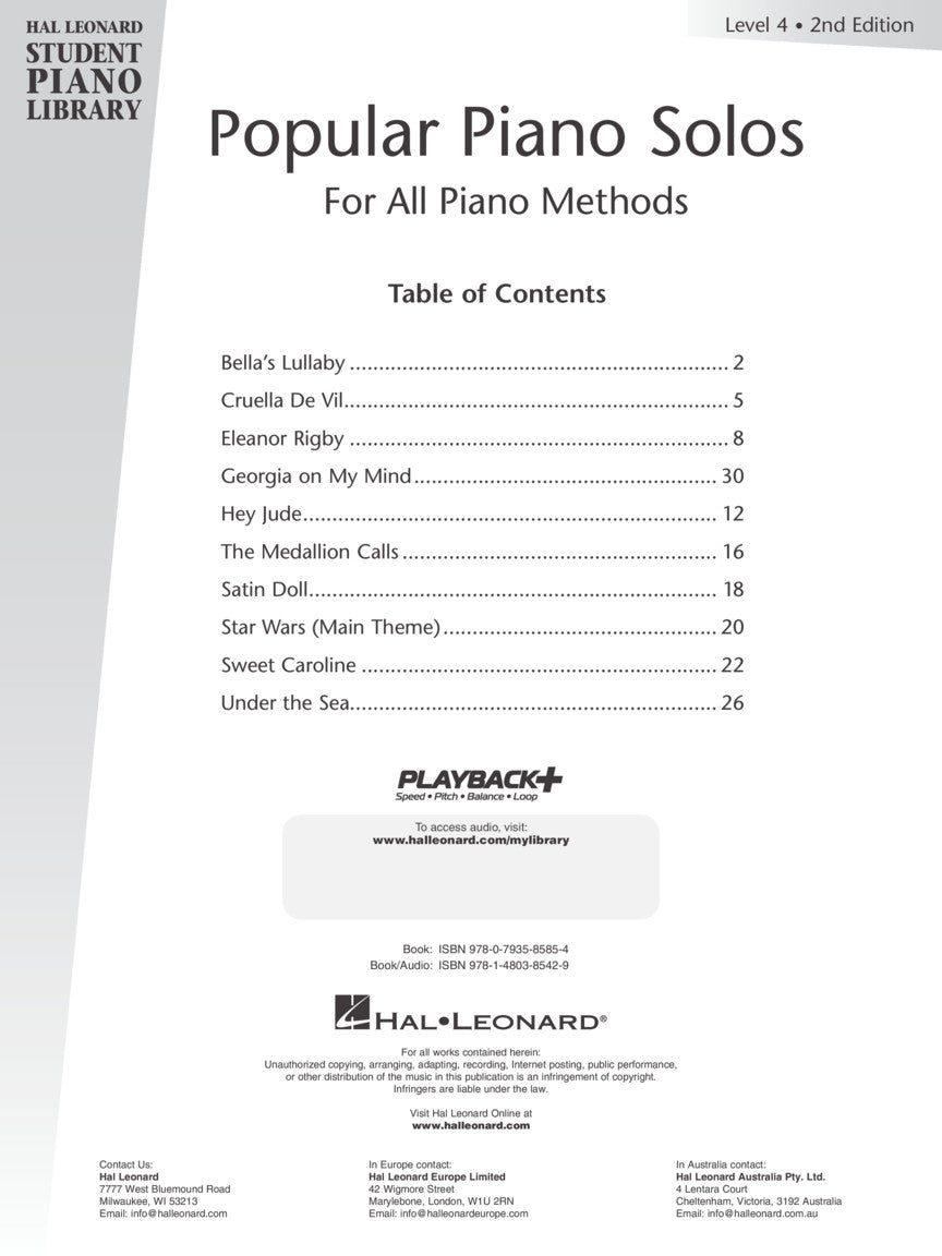 Hal Leonard Student Piano Library - Popular Piano Solos Level 4 Book/Ola