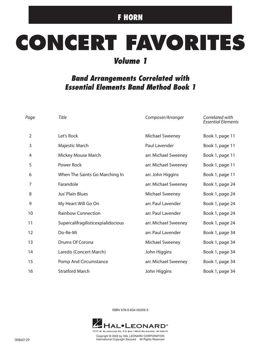 Essential Elements Concert Favorites - Volume 1 French Horn Book