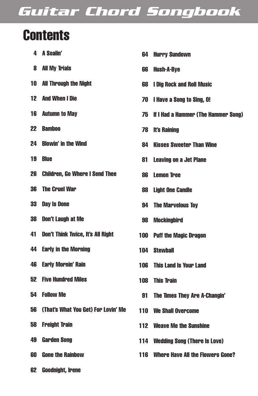 Ukulele Chord Songbook Peter Paul & Mary