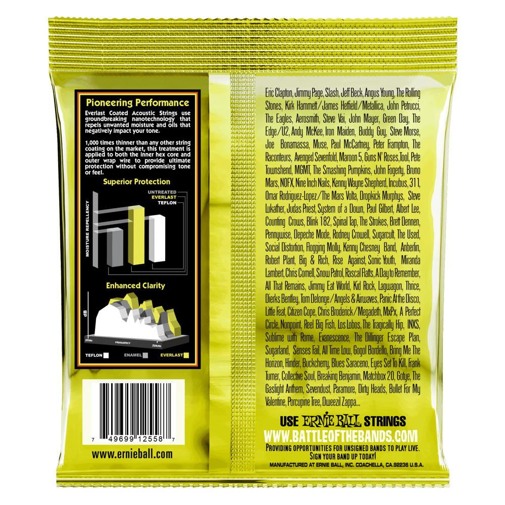 Ernie Ball Everlast Light Coated 80/20 Bronze Acoustic Guitar Strings Set - 11-52