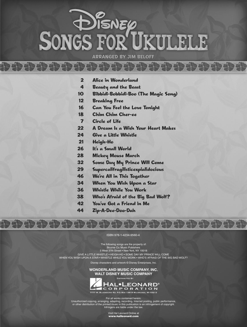 Disney Songs For Ukulele Book