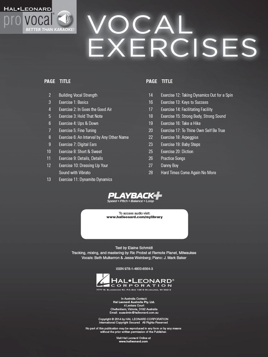 Vocal Exercises Pro Vocal Book/Ola