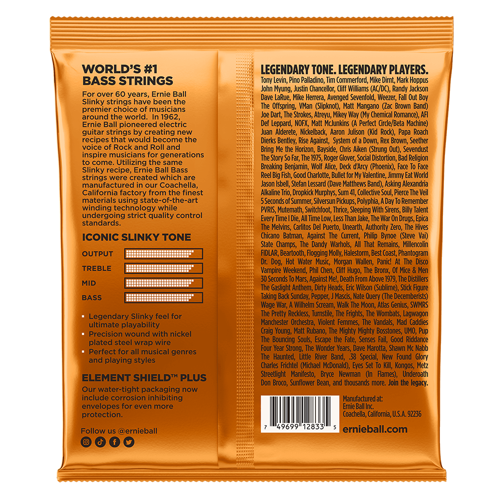 Ernie Ball Hybrid Slinky Nickel Wound Electric Bass Strings Set- 45-105