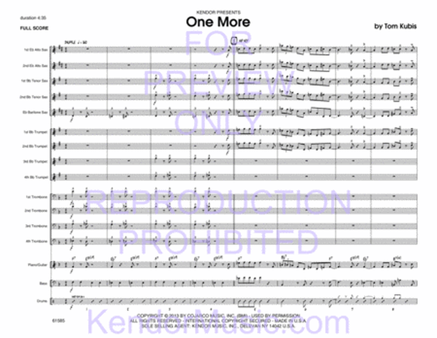 One More - Jazz Ensemble - Level Medium Score/Parts