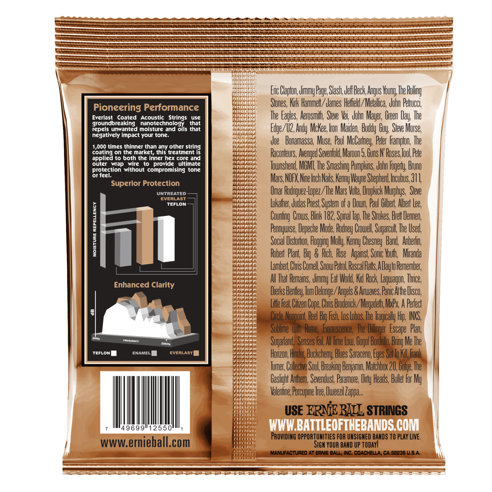 Ernie Ball Everlast Extra Light Coated Phosphor Bronze Acoustic Guitar Strings Set - 10-50