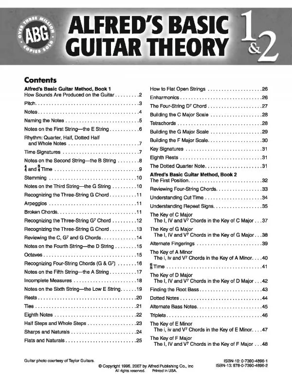 Alfred's Basic Guitar Theory 1 & 2 Book (Updated & Expanded Edition)
