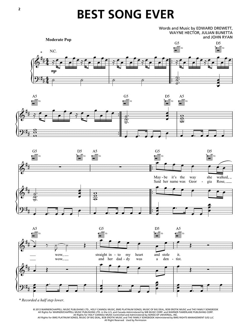 One Direction Midnight Memories PVG Songbook