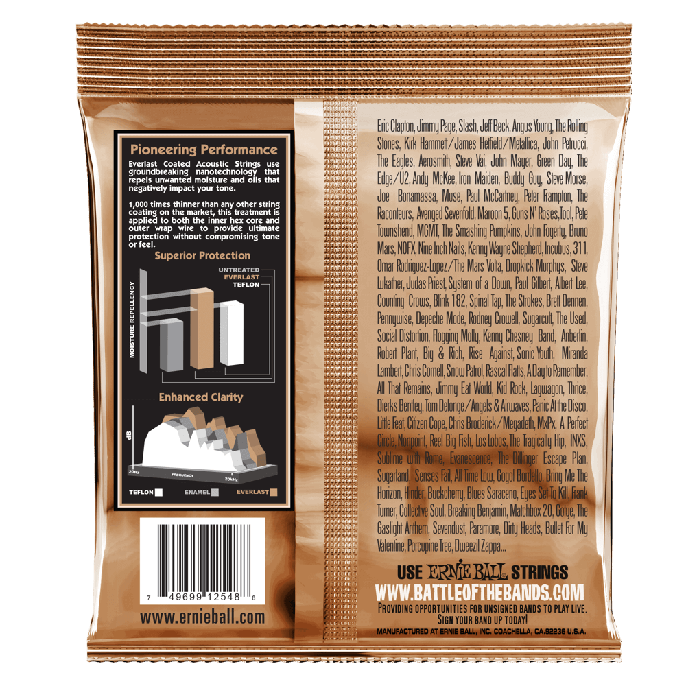 Ernie Ball Everlast Light Coated Phosphor Bronze Acoustic Guitar Strings Set - 11-52