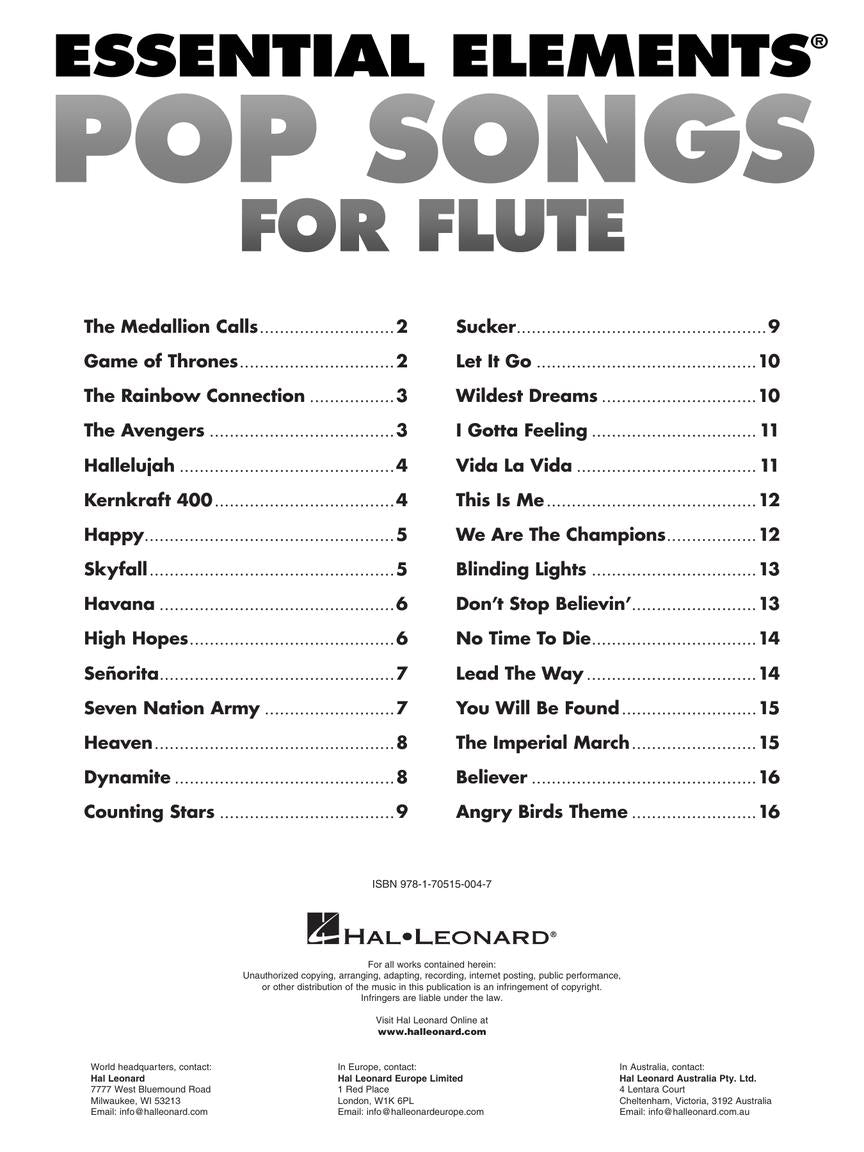 Essential Elements - Pop Songs For Flute Book