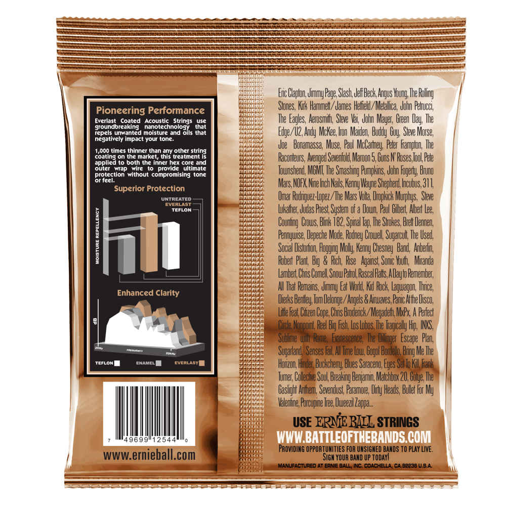 Ernie Ball Everlast Medium Coated Phosphor Bronze Acoustic Guitar Strings Set - 13-56