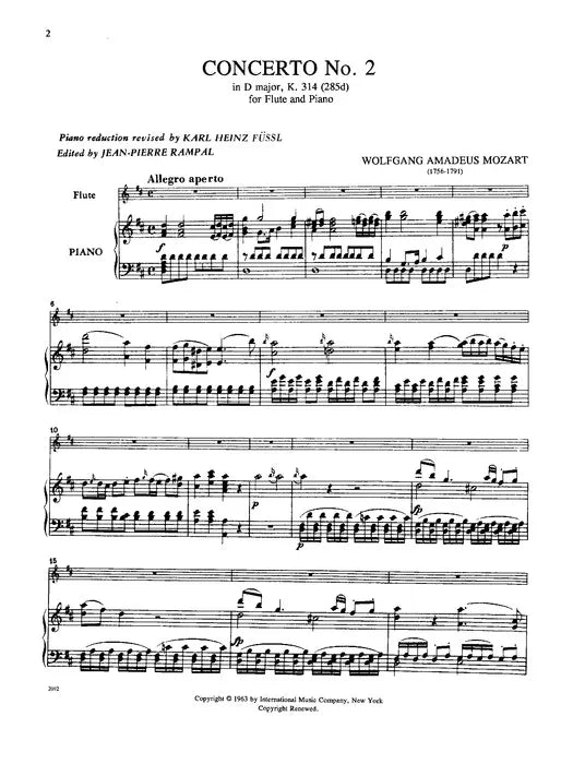 Mozart: Flute Concerto No. 2 in D major, K314 with Piano Accompaniment