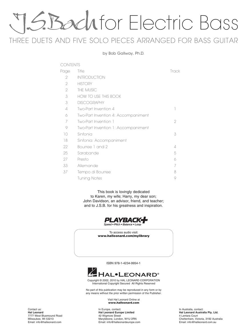 J.S Bach For Electric Bass Book/Ola