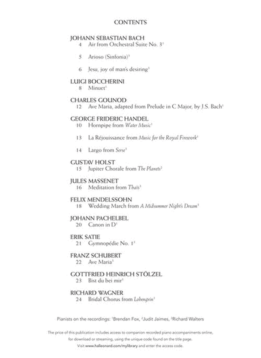 Wedding Music For Classical Players - Violin Book with Piano Audio Accompaniment