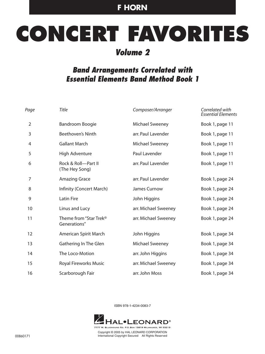 Essential Elements - Concert Favorites Volume 2 - French Horn Book